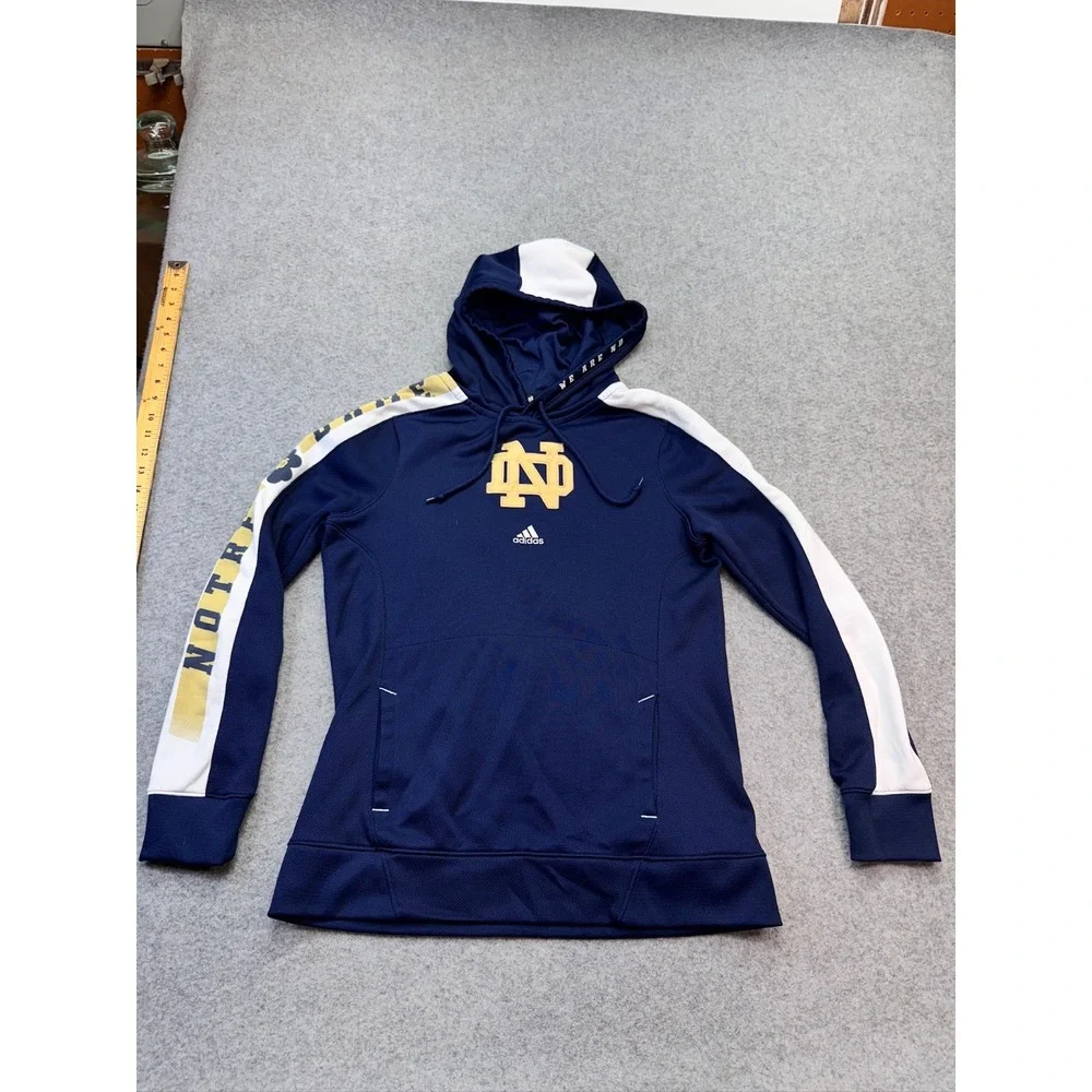 Adidas Climawarm Notre Dame Fighting Irish Hoodie Medium Navy Gold Logo Pullover